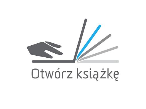 obraz przedsatwia otwartą ksiązkę , laptop, dłoń i napis Otwórz książkę